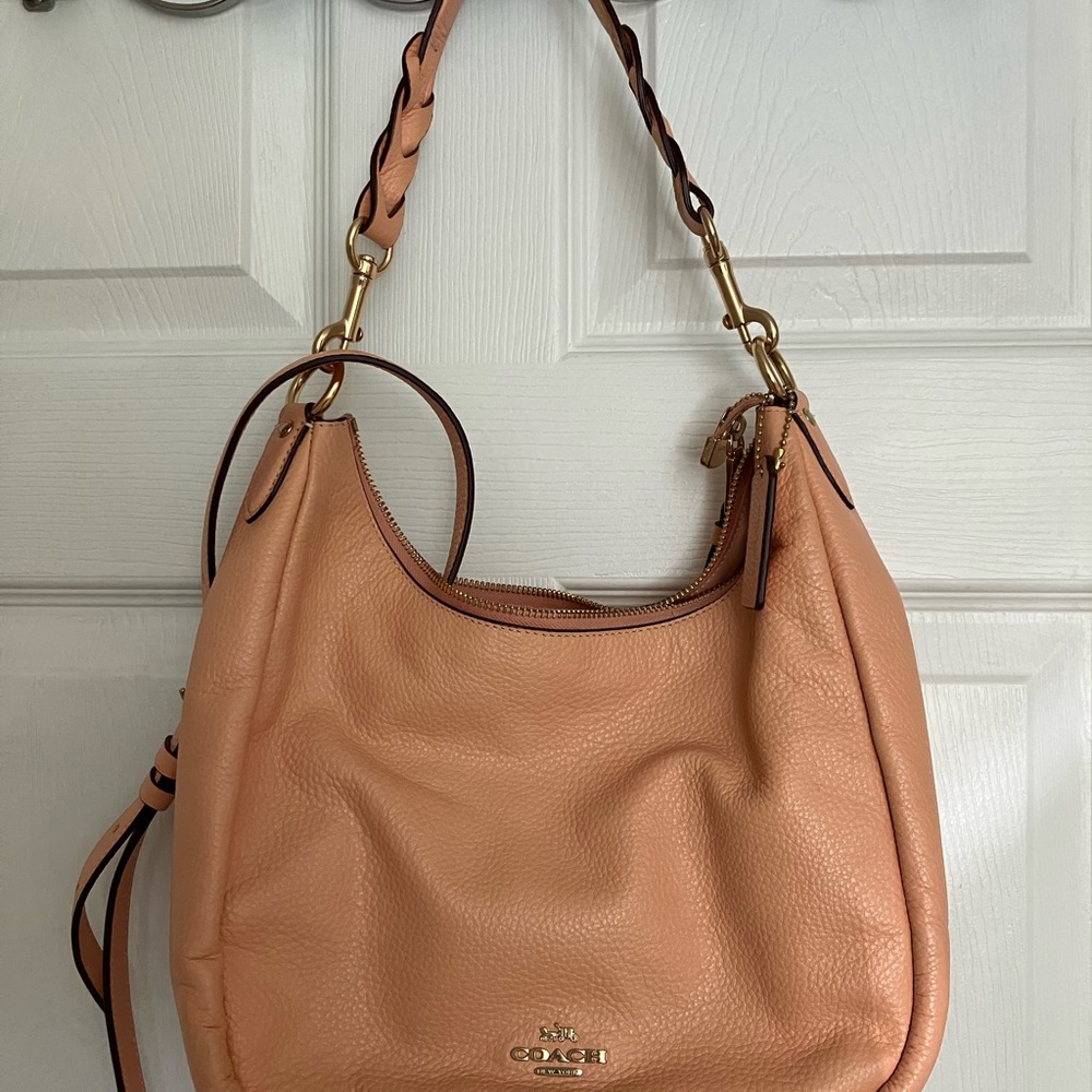 Coach Light Peach Leather Hobo Bag